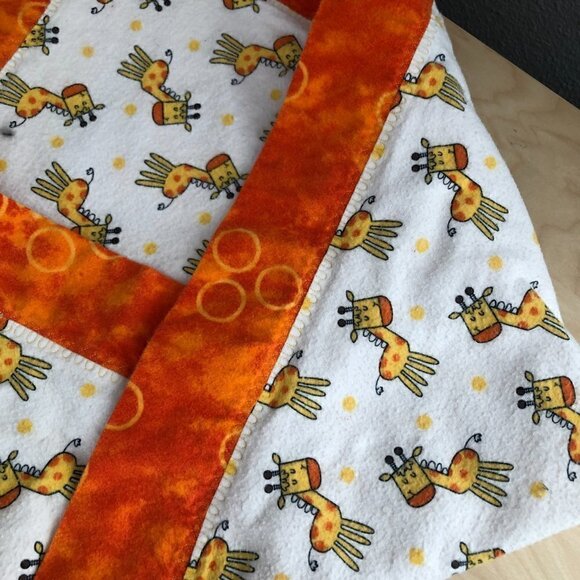 Hand Crafted Cheery Giraffes Flannel Baby Blanket - Picture 8 of 8